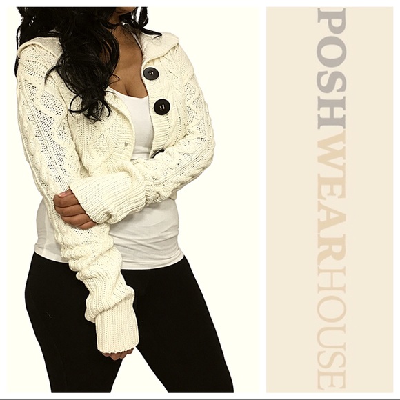 525 America Sweaters - 525 AMERICA Ivory Cropped Cable Knit Sweater